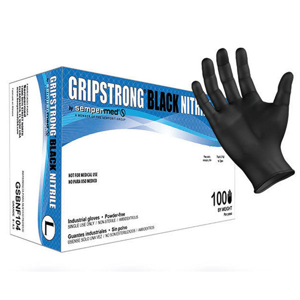 Sempermed GripStrong Black Nitrile Industrial Gloves (10 Boxes/Case) 