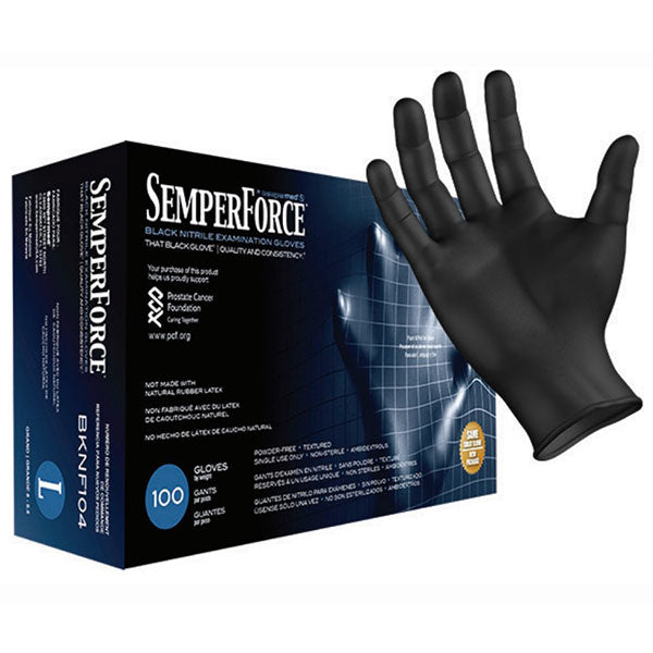 Sempermed SemperForce Black Nitrile Exam Gloves (10 Boxes/Case)  Large (100/Box)