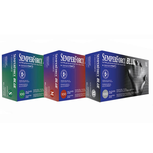 Sempermed SemperForce Blue Nitrile Exam Gloves (10 Boxes/Case)  X-Large