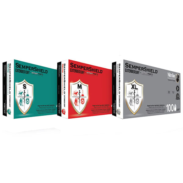 Sempermed SemperShield Extended Cuff Nitrile Exam Gloves (10 Boxes/Case) 