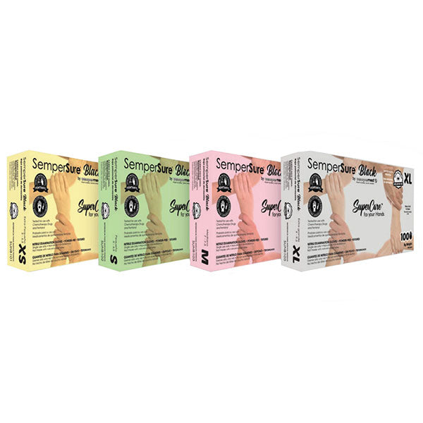 Sempermed SemperSure Black Nitrile Exam Gloves (10 Boxes/Case) 