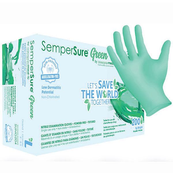 Sempermed SemperSure Green Nitrile Exam Gloves (10 Boxes/Case) 