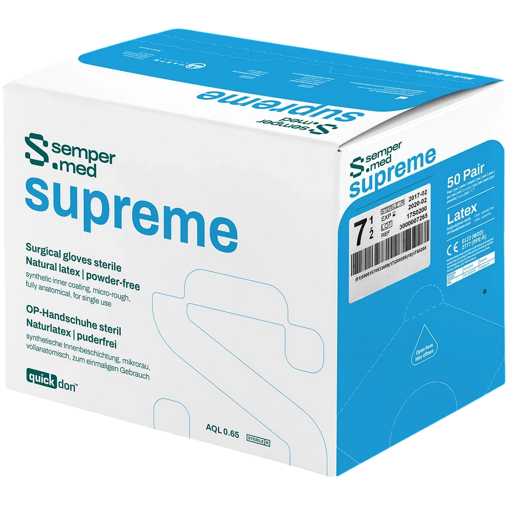 Sempermed Supreme SPFP Tan 7 Powder Free Disposable Gloves - Surgical Grade - Rough Finish