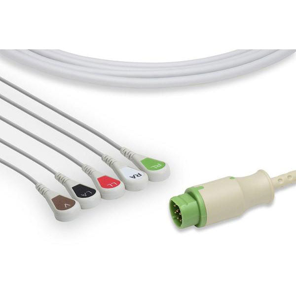 Siemens One Piece ECG Cable  5 Leads Snap