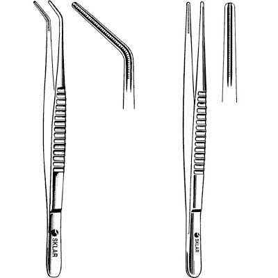 Sklar Cardiovascular DeBakey Atraumatic Tissue  Forceps  12-inch Tissue Forceps, Anlged, 2.5 mm Jaw