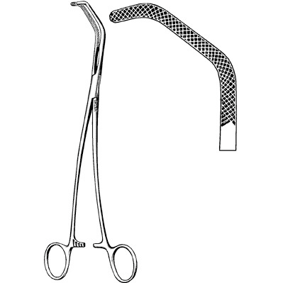 Sklar Cardiovascular Satinsky Vena Cava Clamp  9.5-inch, Angled Satinsky Vena Cava Clamp