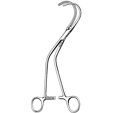 Sklar Cardiovascular Weber Aortic Clamp  10-inch, Right Weber Aortic Clamp