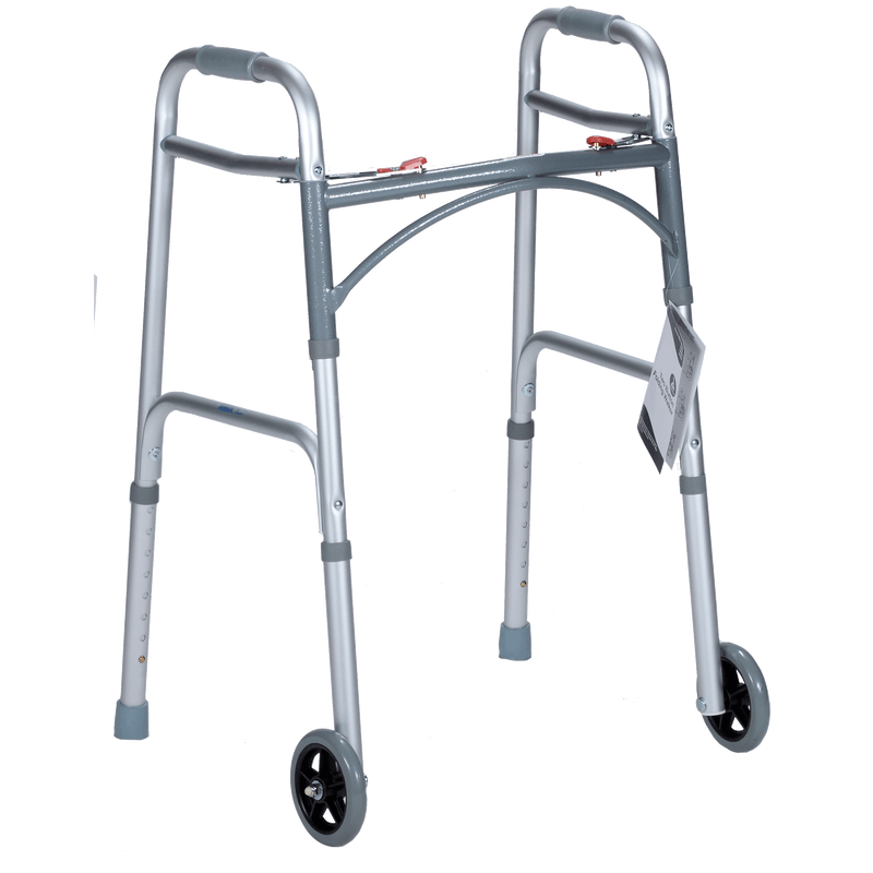 Adult Two Button Folding Walker 5inch Wheels