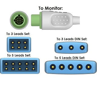 Spacelabs ECG Trunk Cable  5 DIN Leads