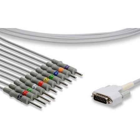 Spacelabs One Piece EKG Cable  15-Pin Connector (10 Leads Needle)