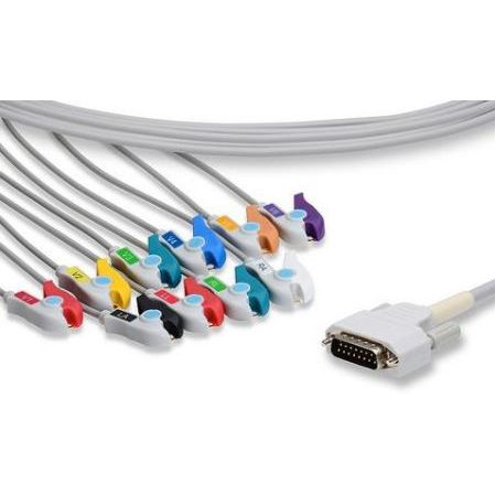 Spacelabs One Piece EKG Cable  15-Pin Connector (10 Leads Clip)