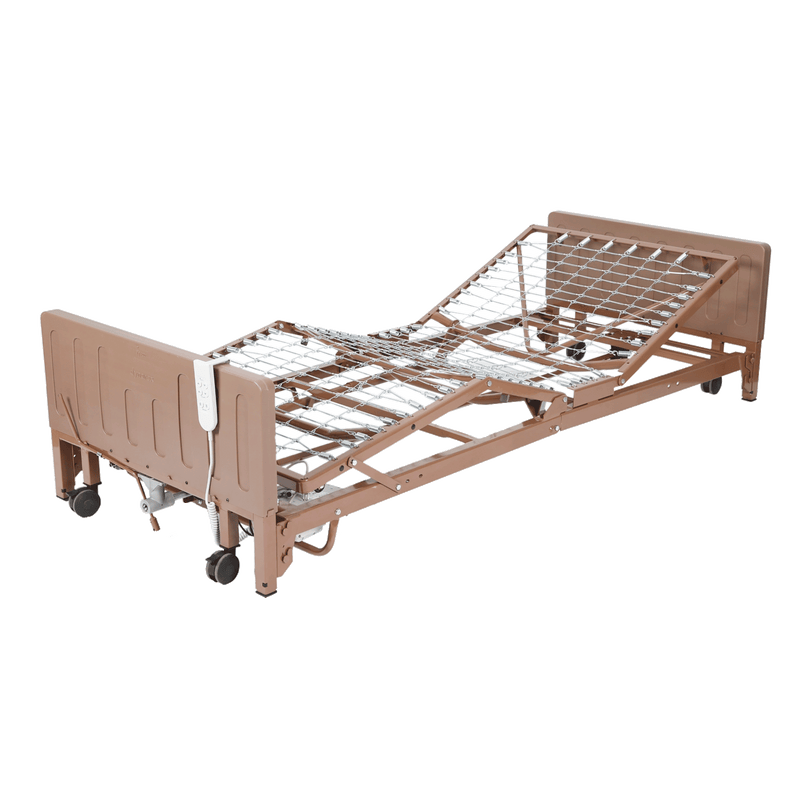 Dynarex 3 Motor Hi/Low Homecare Bed  Half Length Bed Rail & DynaRest Multi-Zone Foam Ma