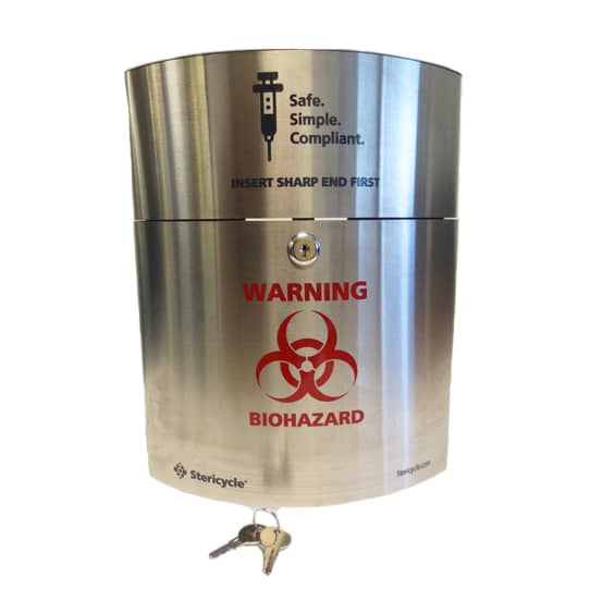 Stericycle Stainless Steel Wall Cabinet with 1.4 Quart Container