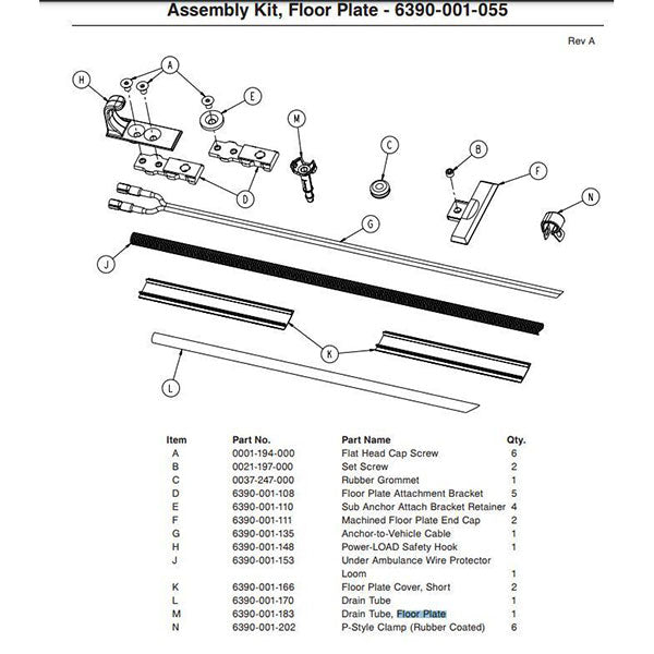 Stryker Power-LOAD Cot Fastener System Floor Plate Assembly Kit