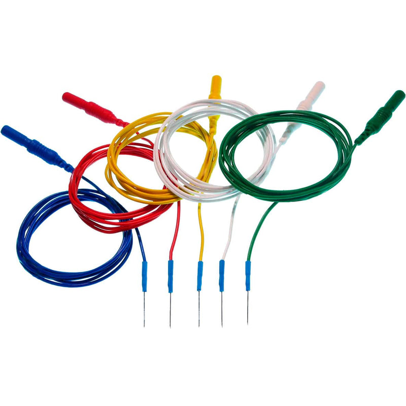 Technomed Disposable Subdermal Single EEG Needle Electrode  Platinum-Iridium - 5 x 5 Color - 1.5 m
