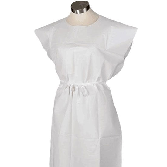 TIDI Choice Exam Gowns (50/Case)  White - 21" x 36"