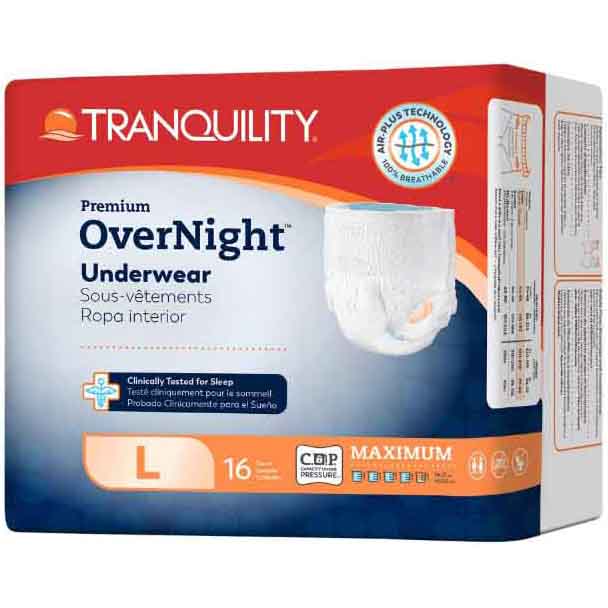 Tranquility Premium OverNight Disposable Absorbent Underwear  Large (44 to 54") (Case of 64)