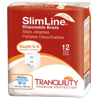 Tranquility SlimLine Original Disposable Briefs  Youth (16 to 22") (Case of 120)