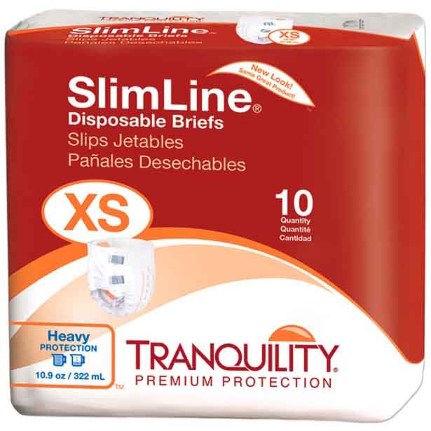 Tranquility SlimLine Original Disposable Briefs  X-Small (18 to 26") (Case of 100)