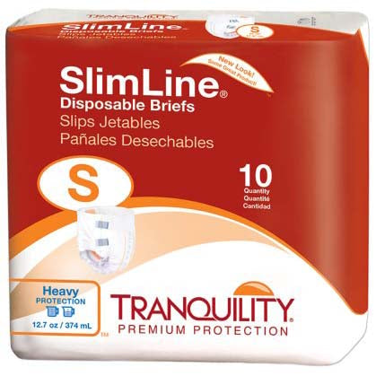 Tranquility SlimLine Original Disposable Briefs  Small (24 to 32") (Case of 100)