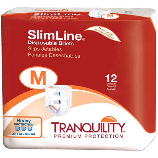 Tranquility SlimLine Original Disposable Briefs  Medium (32 to 44") (Case of 96)