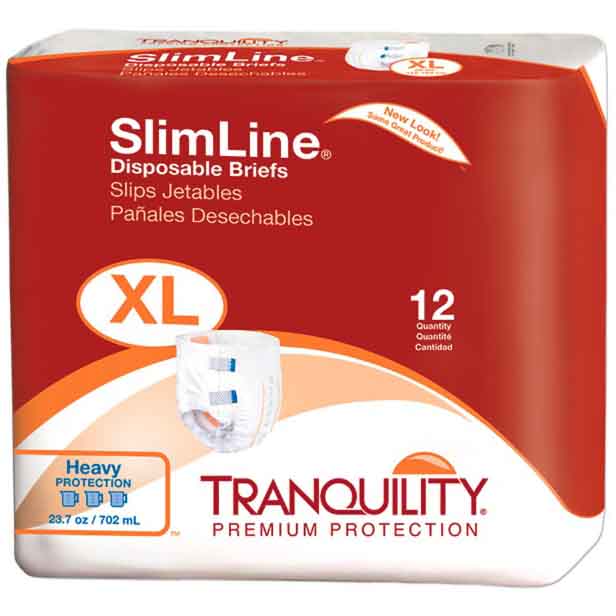 Tranquility SlimLine Original Disposable Briefs  X-Large (56 to 64") (Case of 72)
