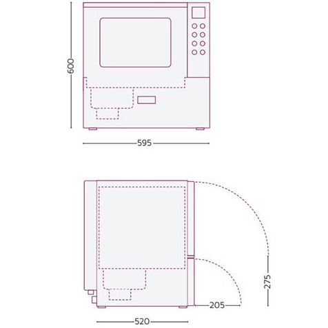 Tuttnauer TIVA2 Thermal High Disinfector Washer - Counter-Top dimensions