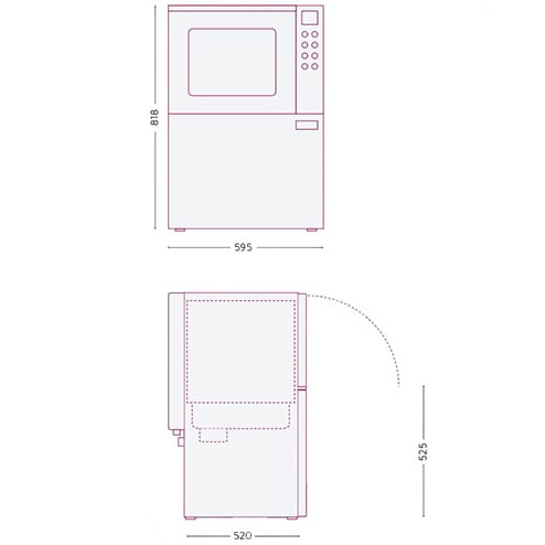 Tuttnauer TIVA2 Thermal High Disinfector Washer - Under-Counter dimensions