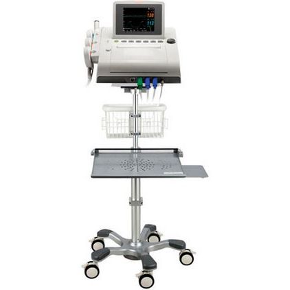 Wallach Fetal2EMR Fetal Monitor on Rolling Cart