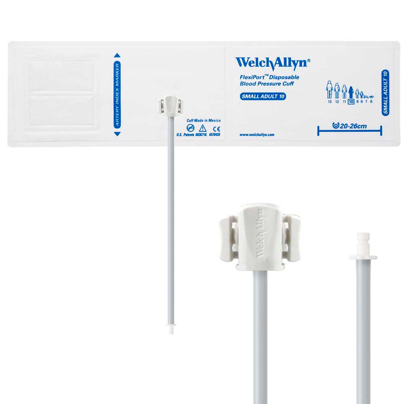 Welch Allyn FlexiPort Blood Pressure Cuff with One-Tube Bayonet Type Connector (20/Box)  Size-10 Small Adult