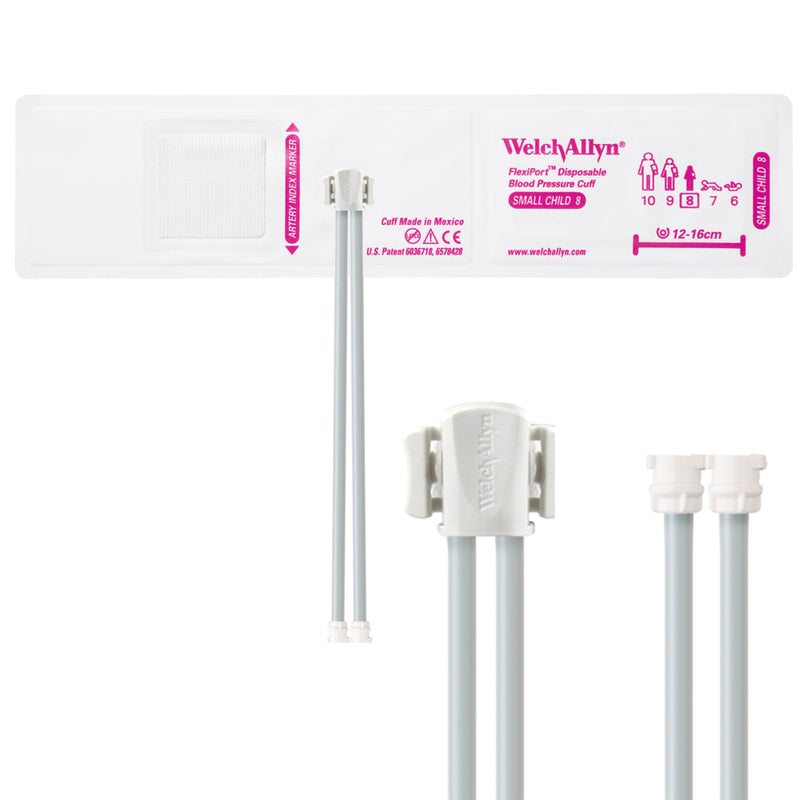 Welch Allyn FlexiPort Blood Pressure Cuff with Two-Tube Locking Type Connector (20/Box)  Size-08 Small Child