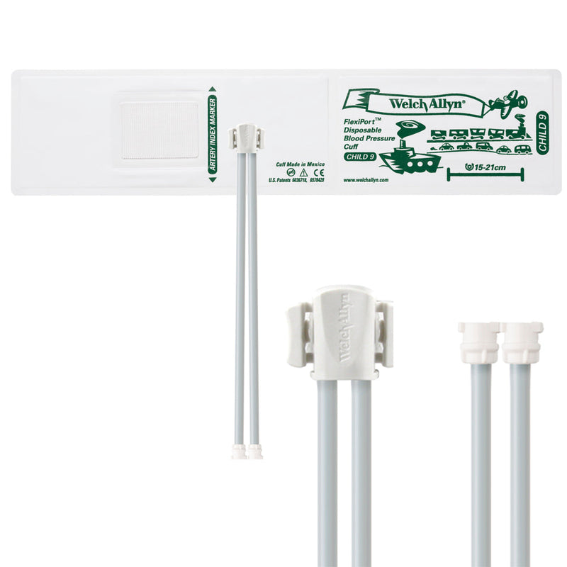 Welch Allyn FlexiPort Blood Pressure Cuff with Two-Tube Locking Type Connector (20/Box)  Size-09 Child
