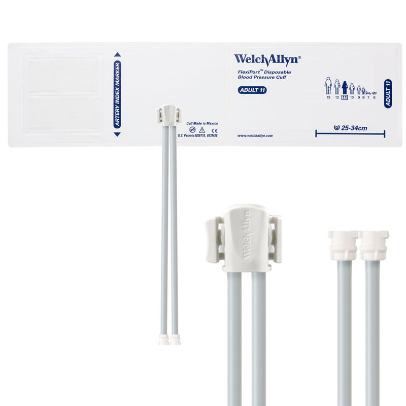 Welch Allyn FlexiPort Blood Pressure Cuff with Two-Tube Locking Type Connector (20/Box)  Size-11 Adult