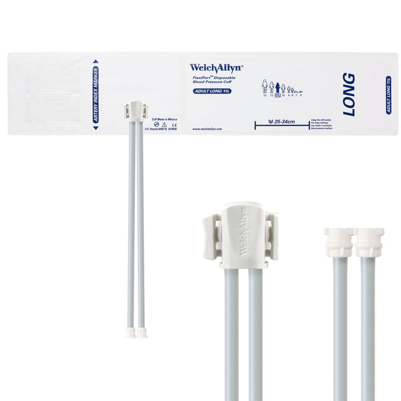 Welch Allyn FlexiPort Blood Pressure Cuff with Two-Tube Locking Type Connector (20/Box)  Size-11L Adult Long