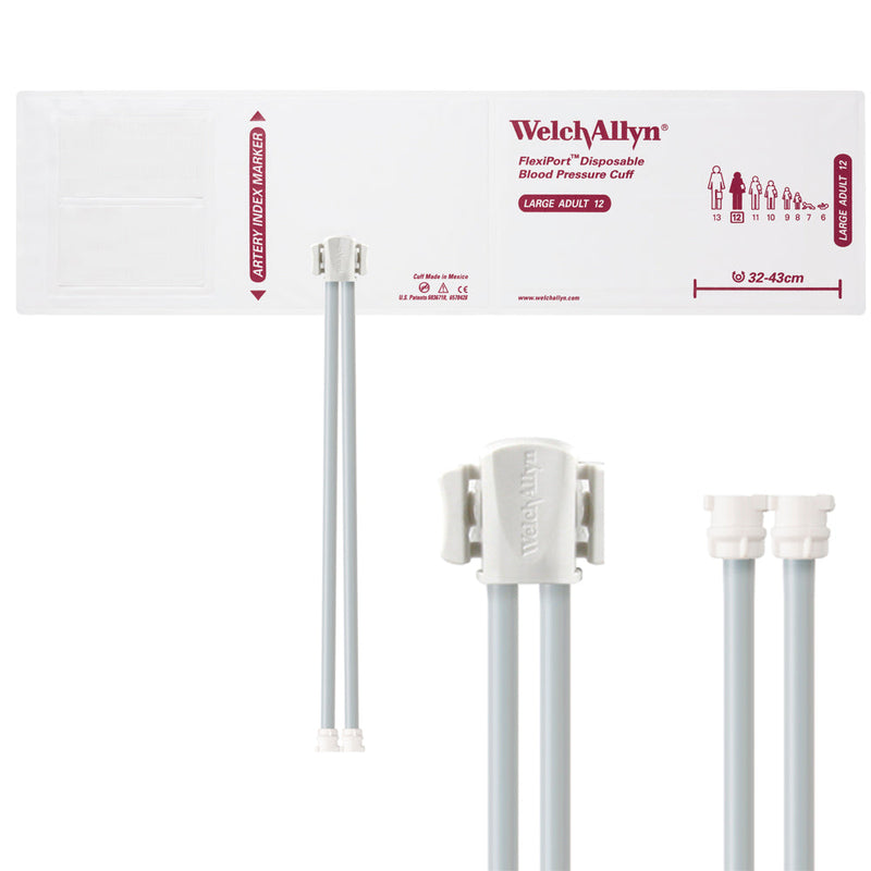 Welch Allyn FlexiPort Blood Pressure Cuff with Two-Tube Locking Type Connector (20/Box)  Size-12 Large Adult