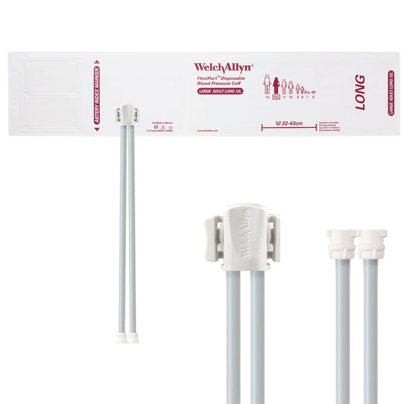 Welch Allyn FlexiPort Blood Pressure Cuff with Two-Tube Locking Type Connector (20/Box)  Size-12L Large Adult Long