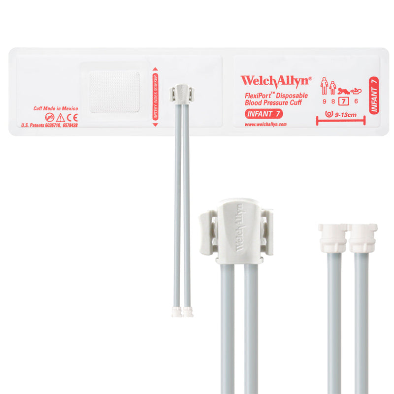 Welch Allyn FlexiPort Blood Pressure Cuff with Two-Tube Locking Type Connector (20/Box)  Size-07 Infant