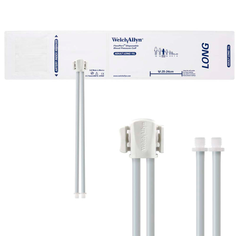 Welch Allyn FlexiPort Blood Pressure Cuff with Two-Tube Screw Type Connector (20/Box)  Size-11L Adult Long