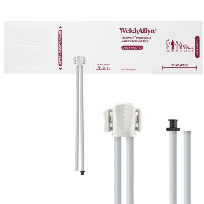 Welch Allyn FlexiPort Blood Pressure Cuff with Two-Tube Tri-Purpose Connector (20/Box)  Size-12 Large Adult