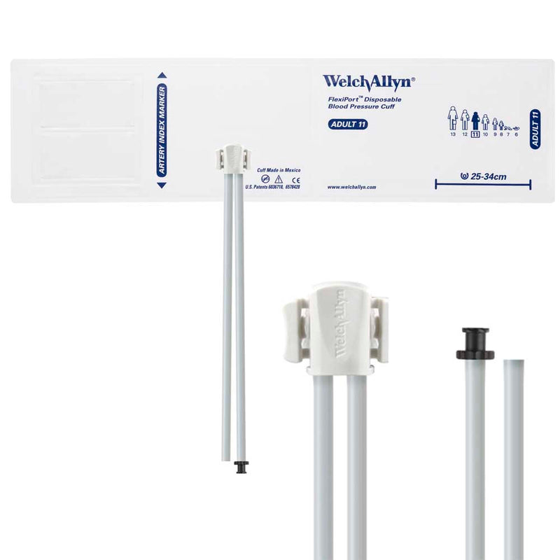 Welch Allyn FlexiPort Blood Pressure Cuff with Two-Tube Tri-Purpose Connector (20/Box)  Size-11 Adult