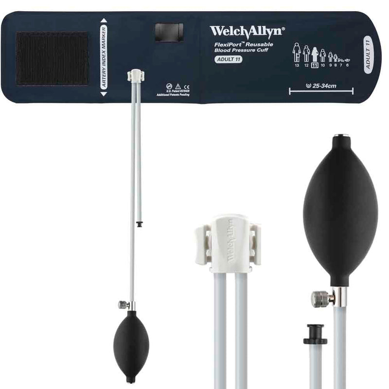 Welch Allyn FlexiPort Reusable Blood Pressure Cuff with Inflation System  Size-11 Adult; Cuff Range 25-34 cm