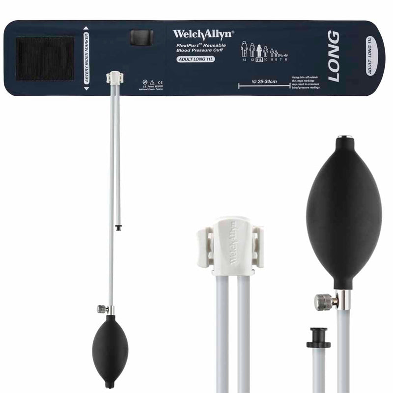 Welch Allyn FlexiPort Reusable Blood Pressure Cuff with Inflation System  Size-11L Adult Long; Cuff Range 25-34 cm