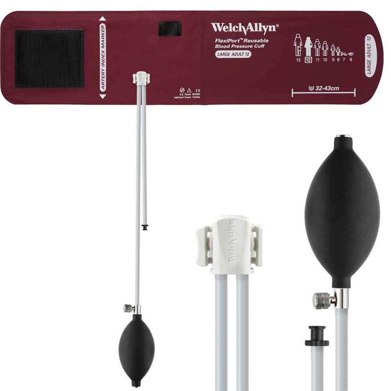 Welch Allyn FlexiPort Reusable Blood Pressure Cuff with Inflation System  Size-12 Large Adult; Cuff Range 32-43 cm