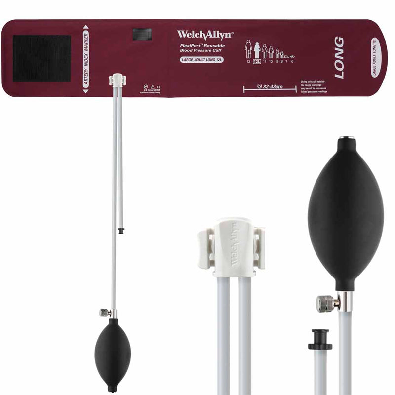 Welch Allyn FlexiPort Reusable Blood Pressure Cuff with Inflation System  Size-12L Large Adult Long; Cuff Range 32-43 cm