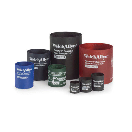 Welch Allyn FlexiPort Reusable Blood Pressure Cuff Multi-Pack  Size-06 to Size-13; 1- and 2-Tubes, Assorted Conne