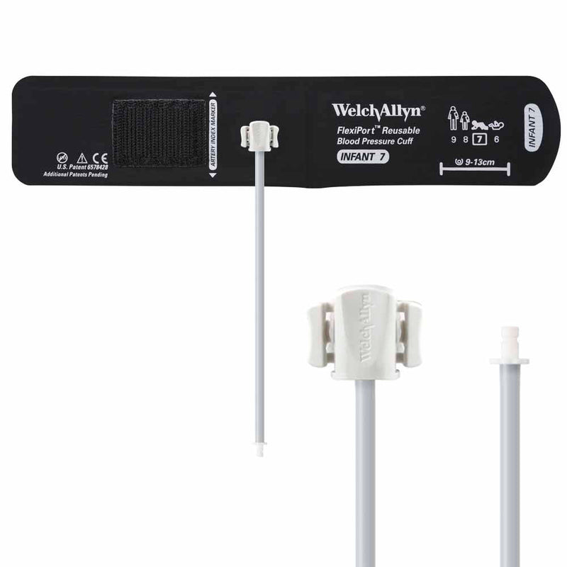 Welch Allyn FlexiPort Reusable Blood Pressure Cuff with One-Tube Bayonet Connector  Size-07 Infant