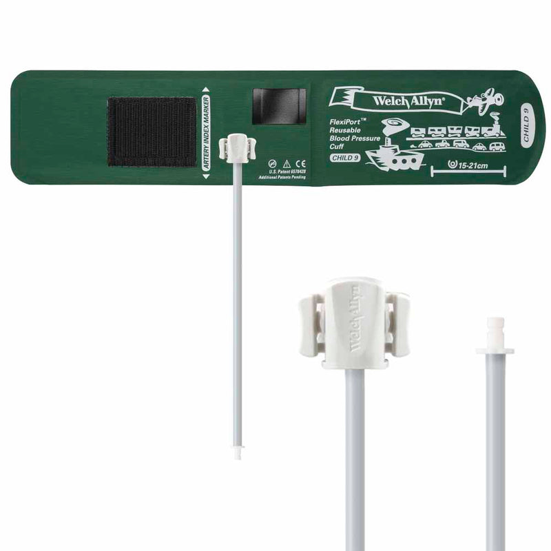 Welch Allyn FlexiPort Reusable Blood Pressure Cuff with One-Tube Bayonet Connector  Size-09 Child