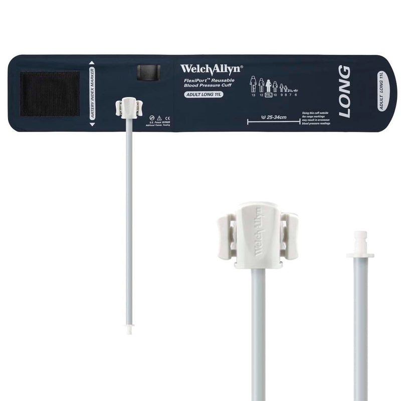 Welch Allyn FlexiPort Reusable Blood Pressure Cuff with One-Tube Bayonet Connector  Size-11L Adult Long