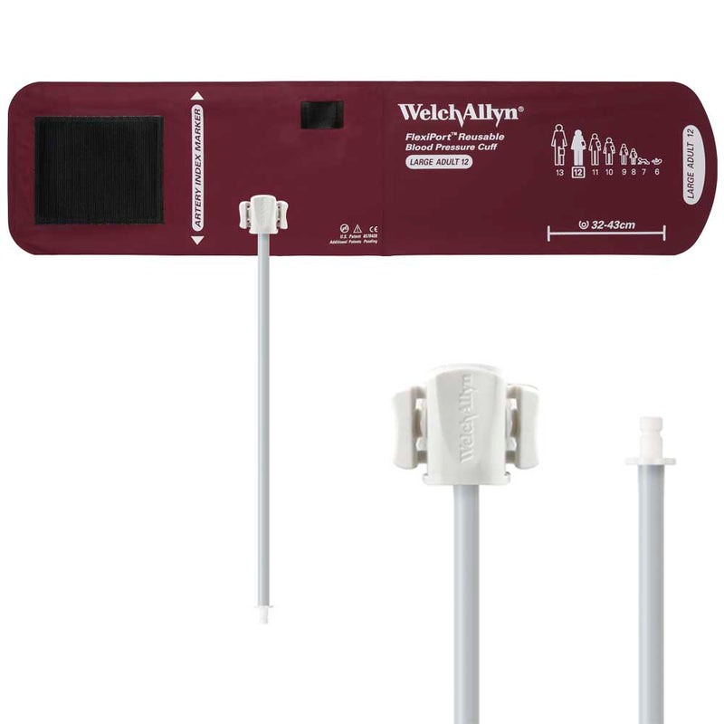 Welch Allyn FlexiPort Reusable Blood Pressure Cuff with One-Tube Bayonet Connector  Size-12 Large Adult