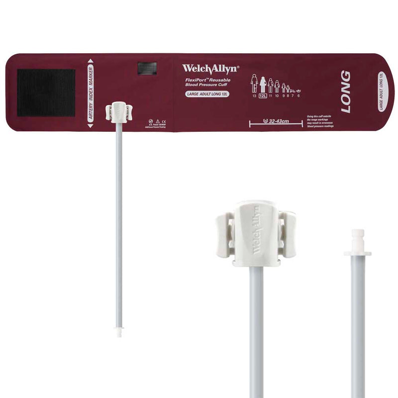 Welch Allyn FlexiPort Reusable Blood Pressure Cuff with One-Tube Bayonet Connector  Size-12L Large Adult Long